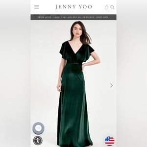 Jenny Yoo Green Velvet Bridesmaid/Holiday Dress Size 4 - never worn!